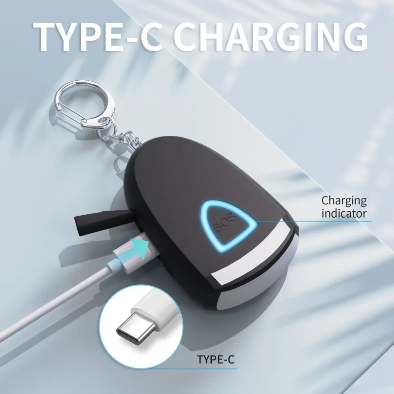 Charging personal alarm with light anti-wolf artifact outdoor portable keychain alarm