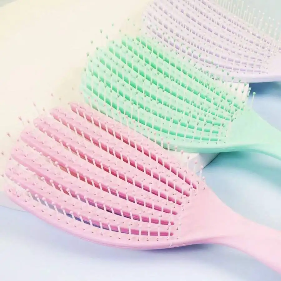 Shell Hollow Out Hair Comb Anti-Static Fluffy Styling Massage Brush Wet Dry Dual Use For Women