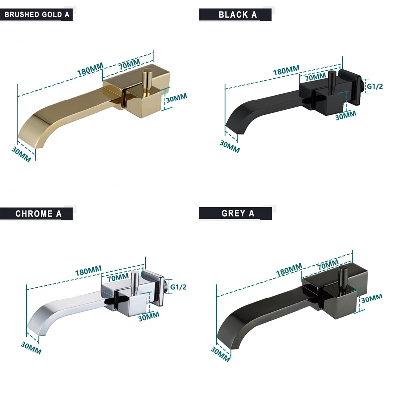 

Concealed Cold Tap In Wall Basin Faucet Brushed Gold Black Chrome Grey Wall Mount Basin Spout Single Cold Water Lavatory Faucet