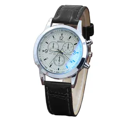 Men Women Leather Strap Analog Quartz Watch Six Pin Men's Watch Blue Glass Belt Business Watch Ladies Wrist Watch Reloj Mujer