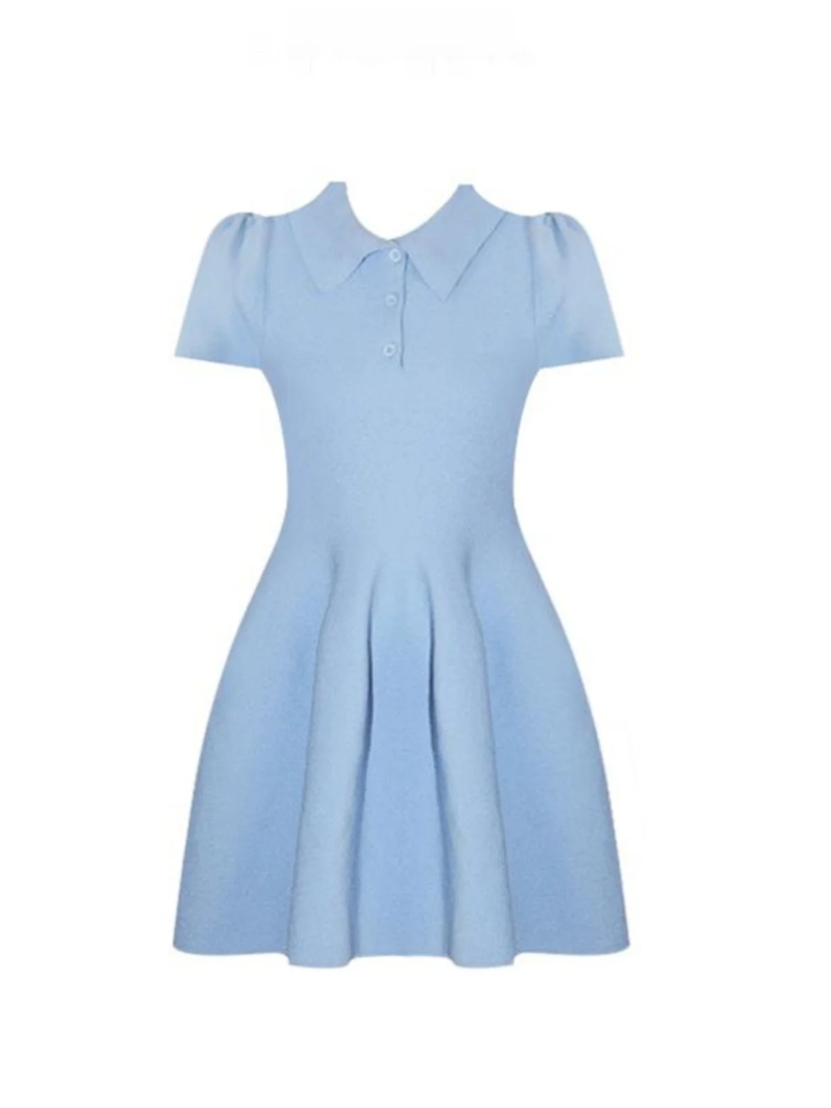 

Elastic Shirt Collar Doll Skirt Design Slimming A-Line Short Dress Summer Commute Style Short Sleeve Regular Length Dress