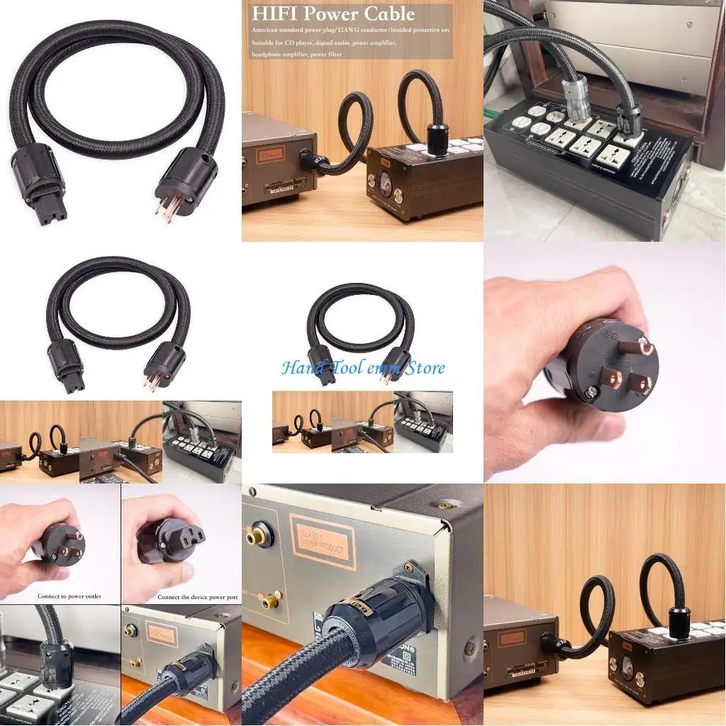 

H37F 12AWG HIFi Power Cable 125V 15A 3-Prong Highend Power Cable Braided Extender