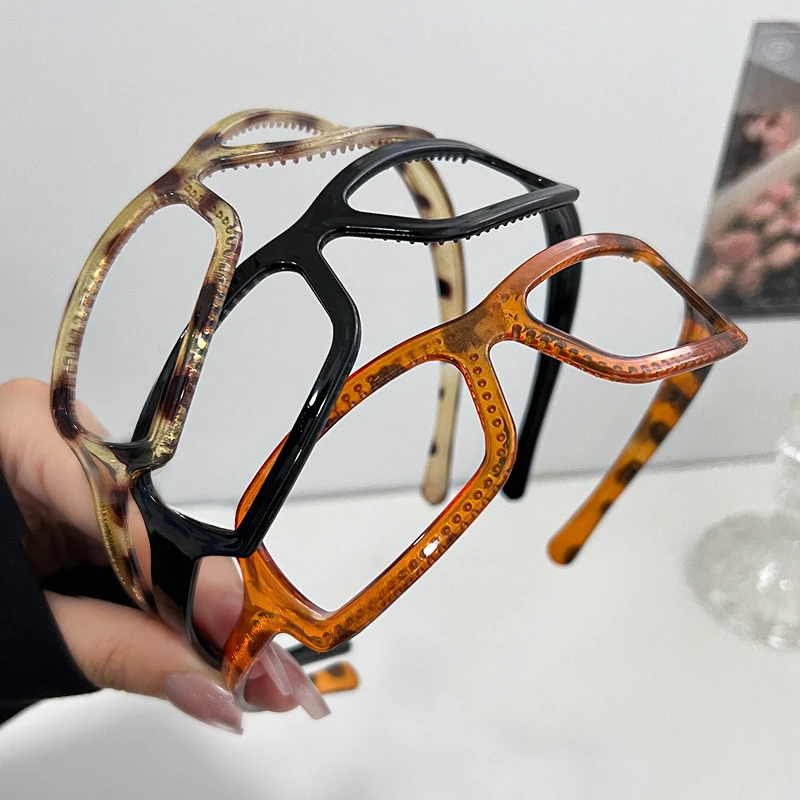 Korean Vintage Y2K Sunglasses Shape Glasses Headband Thick Plastic Hairband Curly Hair Hairstyle Hair Hoop Streetwear Girls Ins