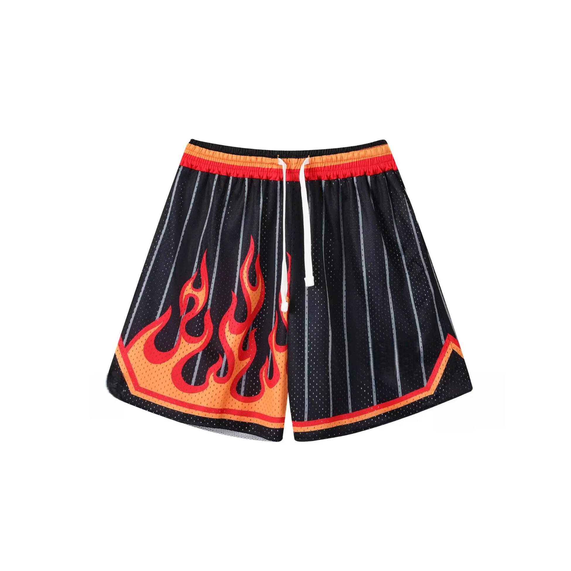 American Basketball Shorts Men's Summer New Flame Style Training Fitness Loose Casual Sports Quick Drying Breathable Shorts Moto