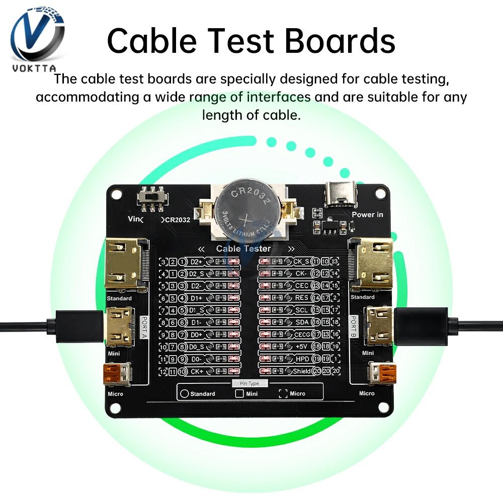 DC3-12V tipo-c testador de cabo placa de detecção de linha de dados usb para tipo-a tipo-b ferramenta de teste liga-desliga de falha de desconexão de curto-circuito