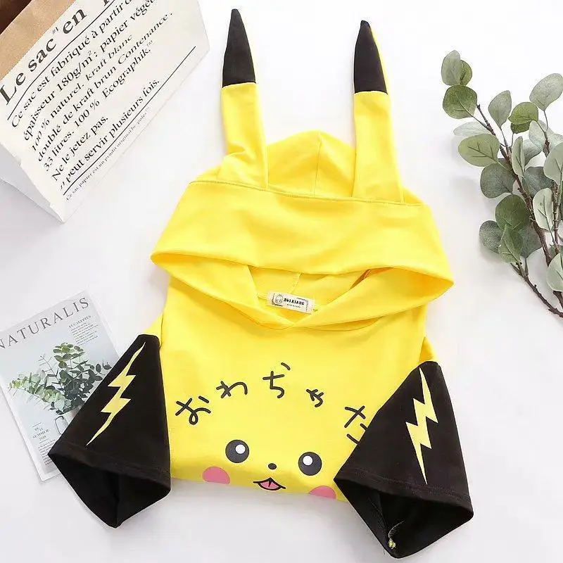 2024 New Cartoon Pikachu Hoodie Student Summer Casual Mobility Tops Adult Personalised Streetwear Pullover Halloween Costume