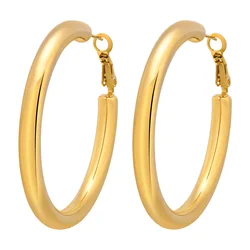 30/40/50mm Circle Hoop Earrings for Women, Classic Stainless Steel 18k Gold Plated Minimalist Jewelry Hypoallergenic