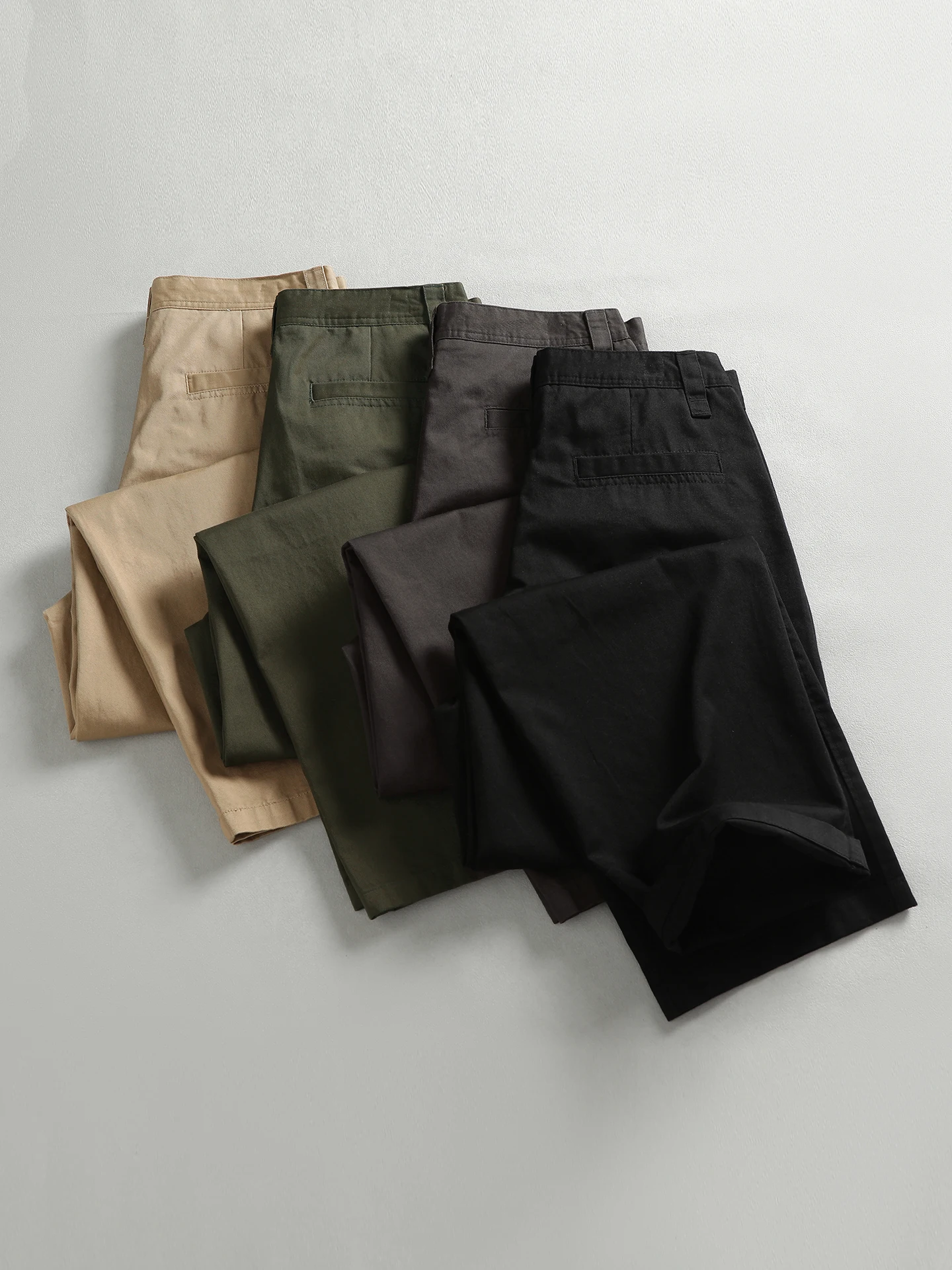 Washed Cotton Twill Wide Leg Casual Pants Men's Comfortable Versatile Trendy Loose Fit Youth Long Trousers Simple American Style