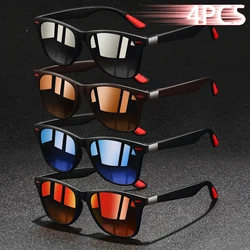 4PCS Fashion Vintage Metal Driving Fishing Sunglasses Men Women Luxury Brand Designer Sun Glasses Anti-Glare Eyewear