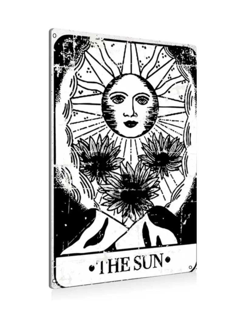 Tarot Cards The Sun Metal Tin Sign Wall Vintage Sign For Home Living Room Bedroom Decor Iron Sheet Painting