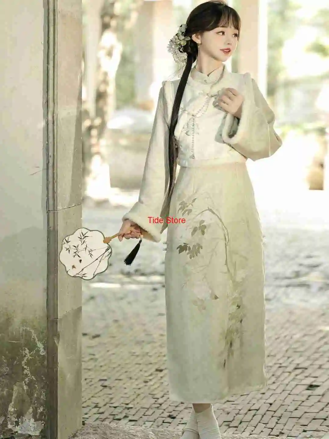 

Bai Xiang Improved Hanfu Women's Dress New Chinese Style Vest Cheongsam Dress Han Elements Christmas Party Outfits