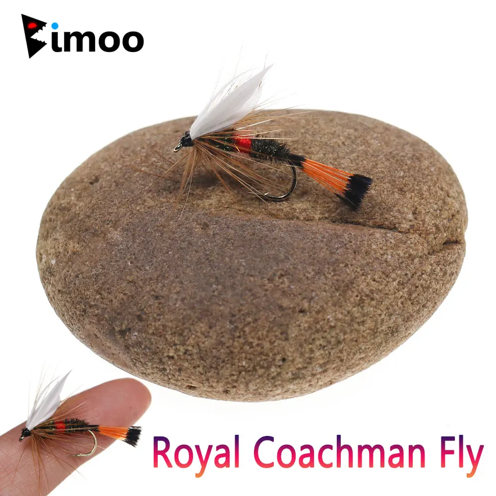 Bimoo 8PCS #10 White Drake Wing Royal Coachman Fly Royal Wulff Dry Fly Peacock Herl Feather May Fly Trout Fishing Lures Baits