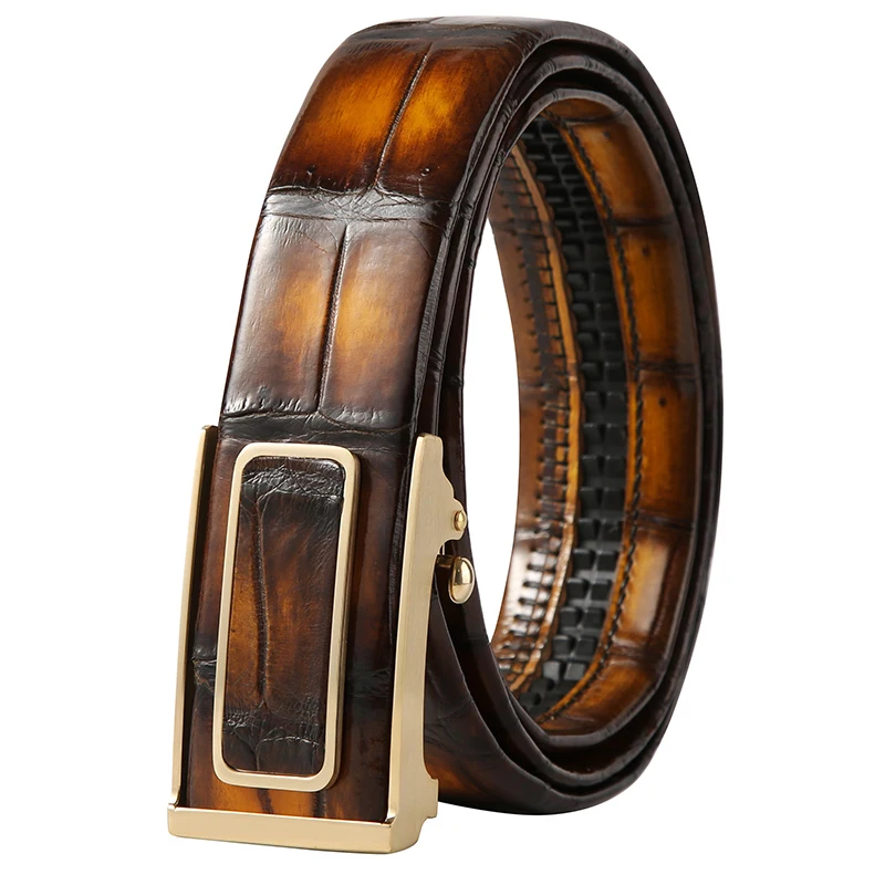 

Luxury Men Belts Full color Genuine Crocodile Leather high-end fashionable automatic buckle belt Men's Accessories