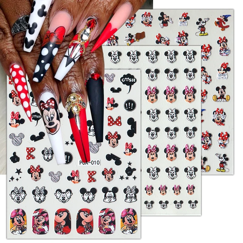 1PCS Disney Cartoon Nail Art Stickers Cute Mickey And Minnie Stitch Pooh Dalmatian Nail Decoration Shiny Surface