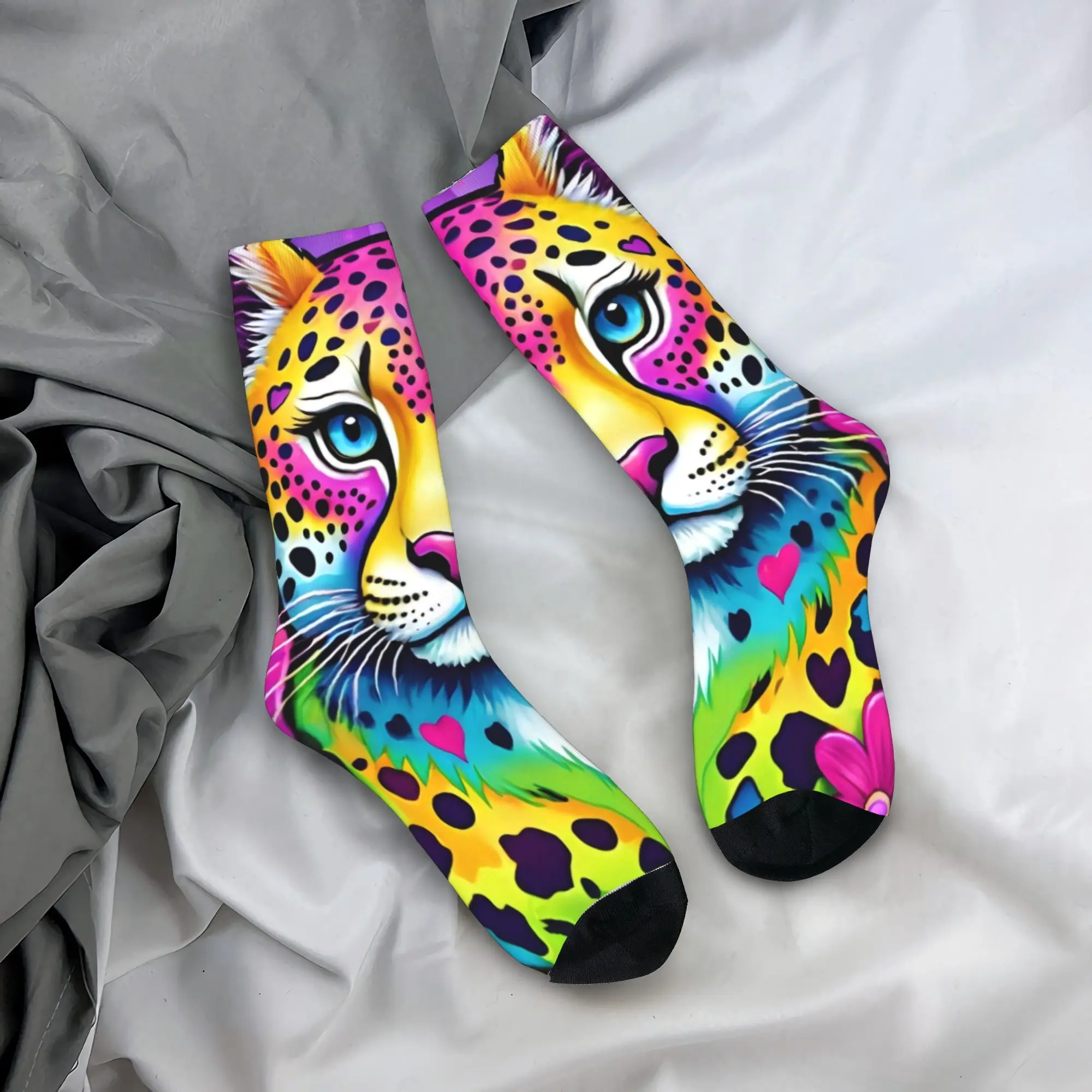 Colorful Leopard Art Socks  Gothic Stockings Autumn Anti-Slip Adults Men Socks Breathable Graphic Running Socks