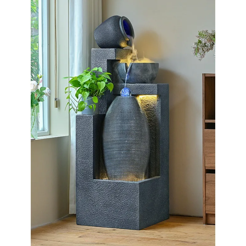 humidifier rockery fountain, feng shui wheel circulating water, living room lucky office ornament