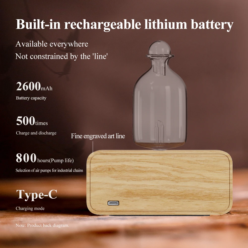 ناشر الزيوت العطرية بدون ماء، ناشر الروائح العلاجية للمنزل والمكتب، آلة ناشر رائحة الخشب والزجاج