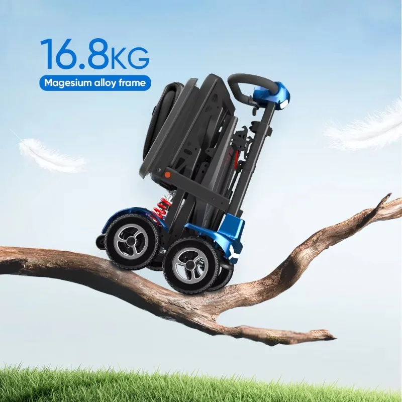 

Suitcase Easy Fold Compact Mobility Scooter 16Kg Ultra Light Magnesium Frame Electric Scooter for Disabled