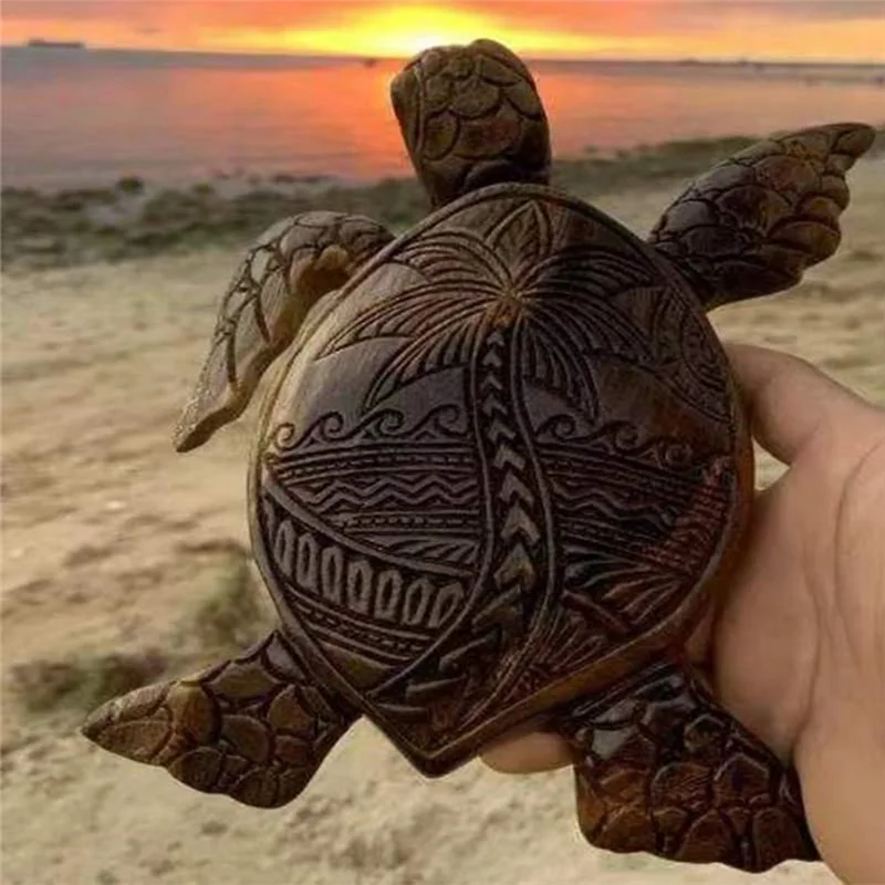 COFA-Sea Turtle Statue, Hawaiian Sea Turtle Resin Carved Animal Statue, Ocean Coast Home Decor