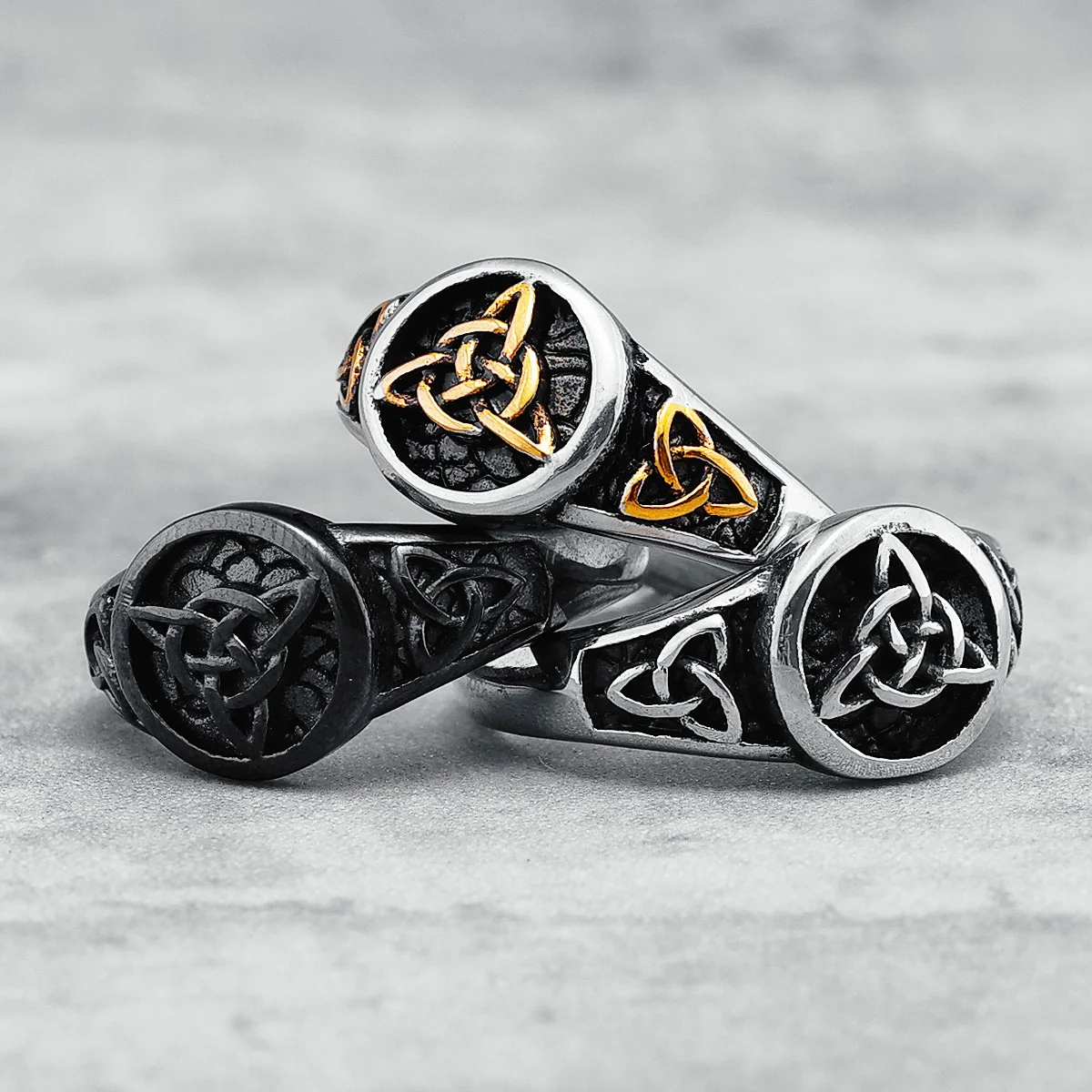 316L Stainless Steel Men Ring Luxury Celtic Knot Rings High Polished for Male Friends Boyfriend Jewelry Best Gift Wholesale