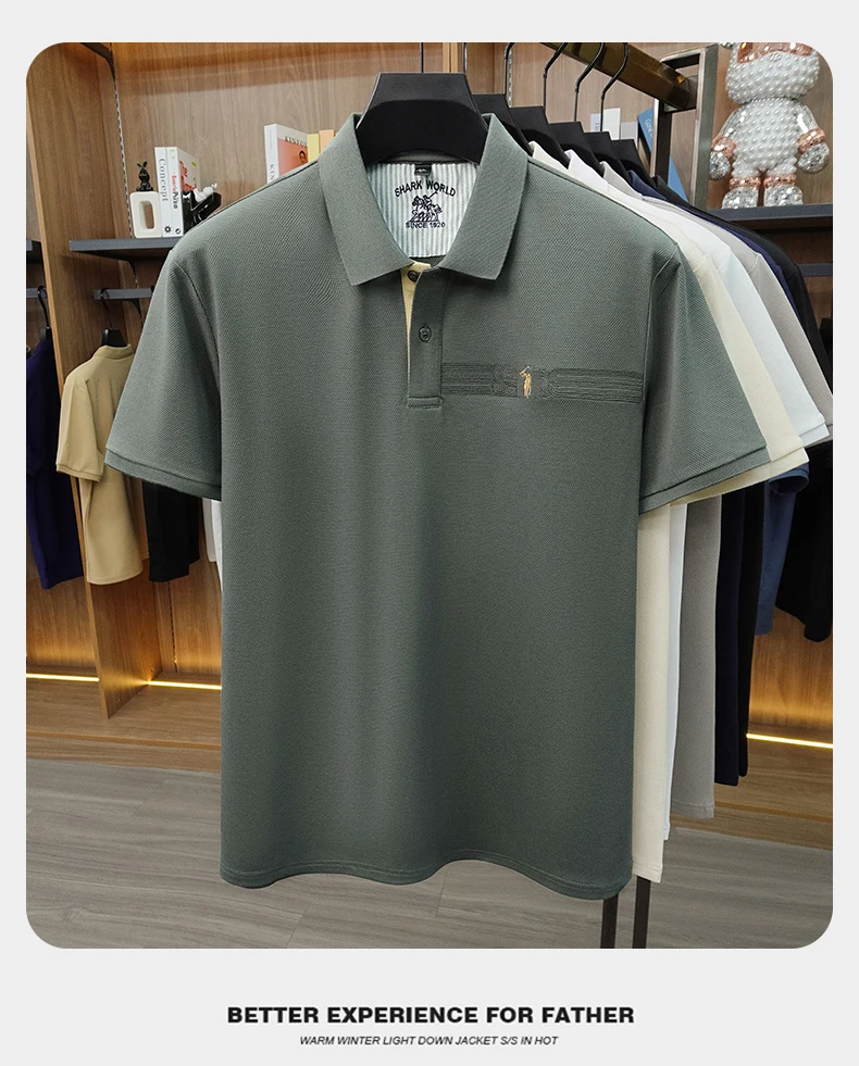 High-End-Marke Stickerei Kurzarm POLO Shirt Männer Flip Golf-Tops Sommer Komfort Seide Baumwolle Mode Business Leisure Paul T-Shirt – Detail 17