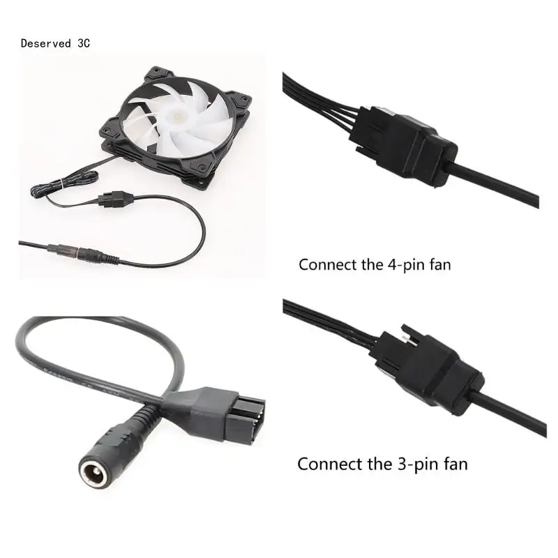 محول الطاقة R9CB DC5521 إلى محول الطاقة لمروحة هيكل الكمبيوتر 12 فولت 4 سنون
