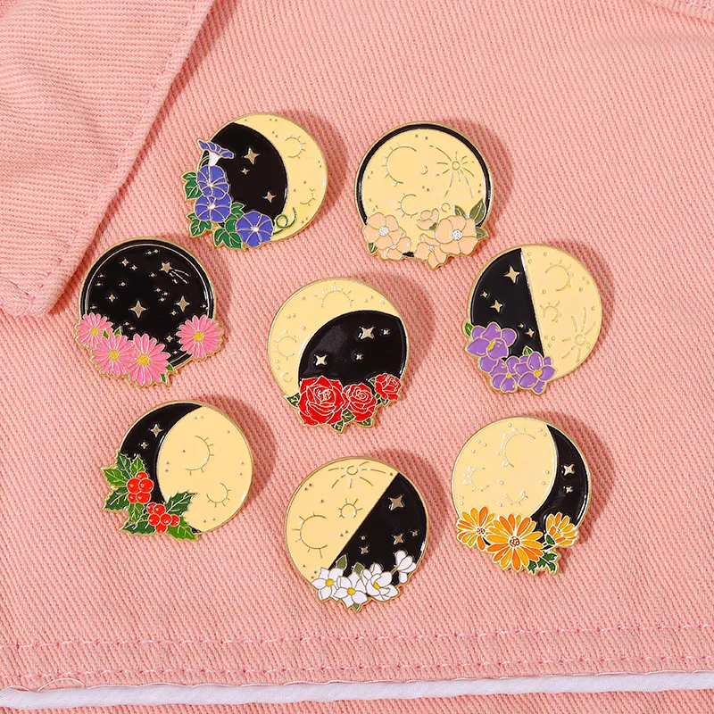 

Theme Brooch Moon Flowers Alloy Clothing Accessories Backpack Brooch Badge Lapel Pin Brave Brooch Cartoon