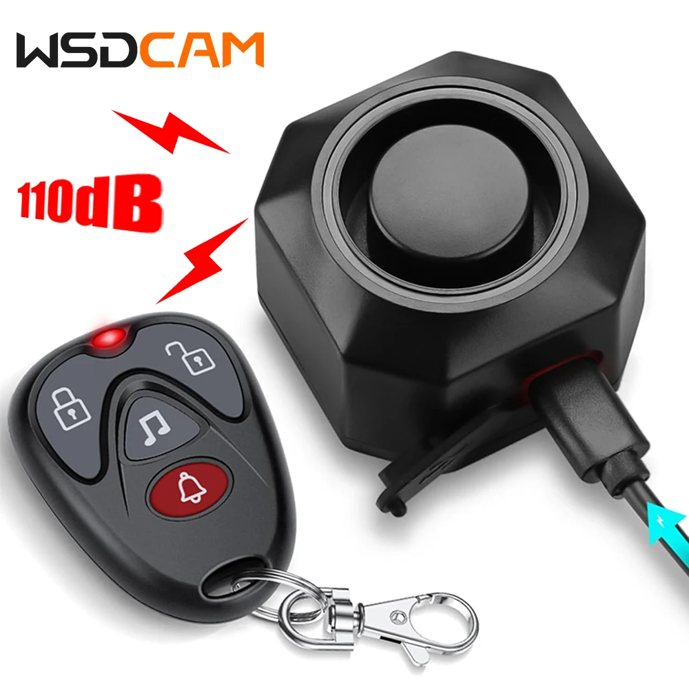 Wsdcam Vibration Motorcycle Alarm Waterproof Bicycle Burglar Alarm with Remote Control Anti Lost Security Sensor