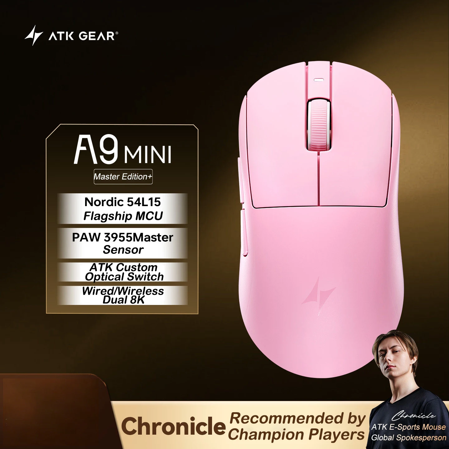 ATK A9 Air Ultimate Plus Gaming Mouse Dual Model PAW3955Master