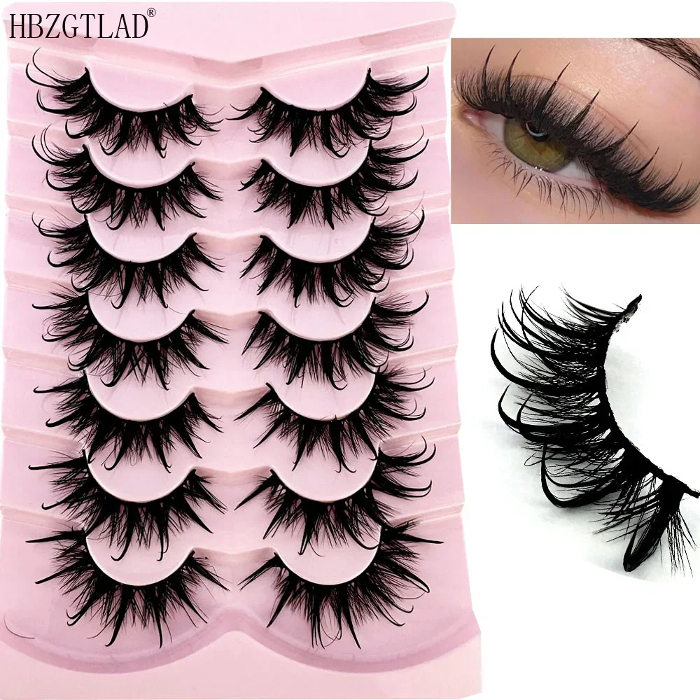 New 7Pairs Design Wet Manga Lashes 3D fluffy Eyelash Extensions Makeup Fashion Long Thick Natural Fake Eyelashes