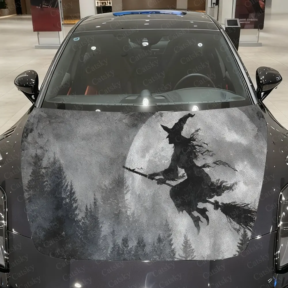 

Car Decal: Mysterious Spellbinding Gothic - Moonlit Witch in Forest Design Car Hood Sticker, Waterproof Self - Adhesive PVC Grap