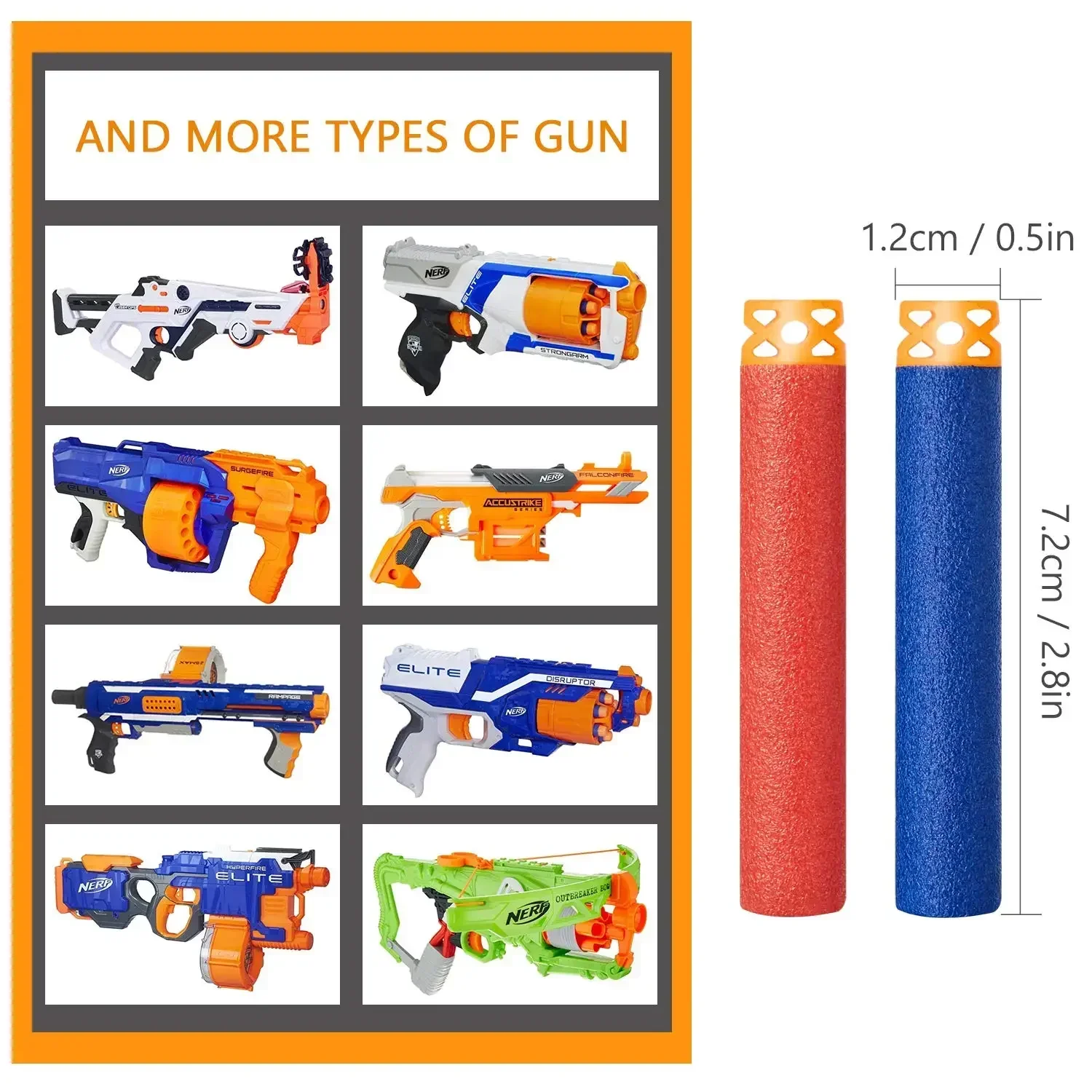 Dardos de repuesto para niños, pistolas de juguete de la serie n-strike Elite, juego de rol de cumpleaños, balas de espuma de batalla, regalo, 200 Uds.