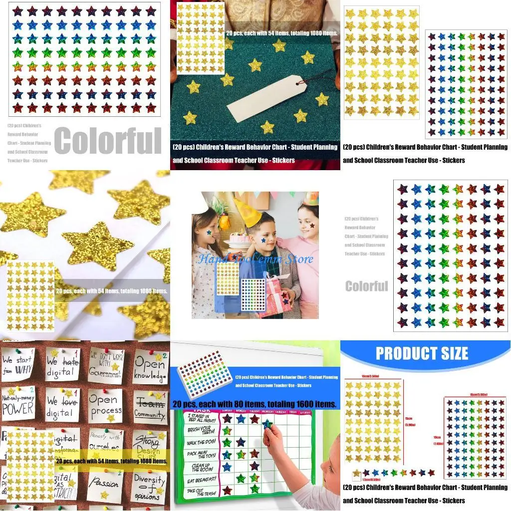 

H37F Sparkling Star Sticker For Water Bottle Notebook Journal Photo Album Scrapbook