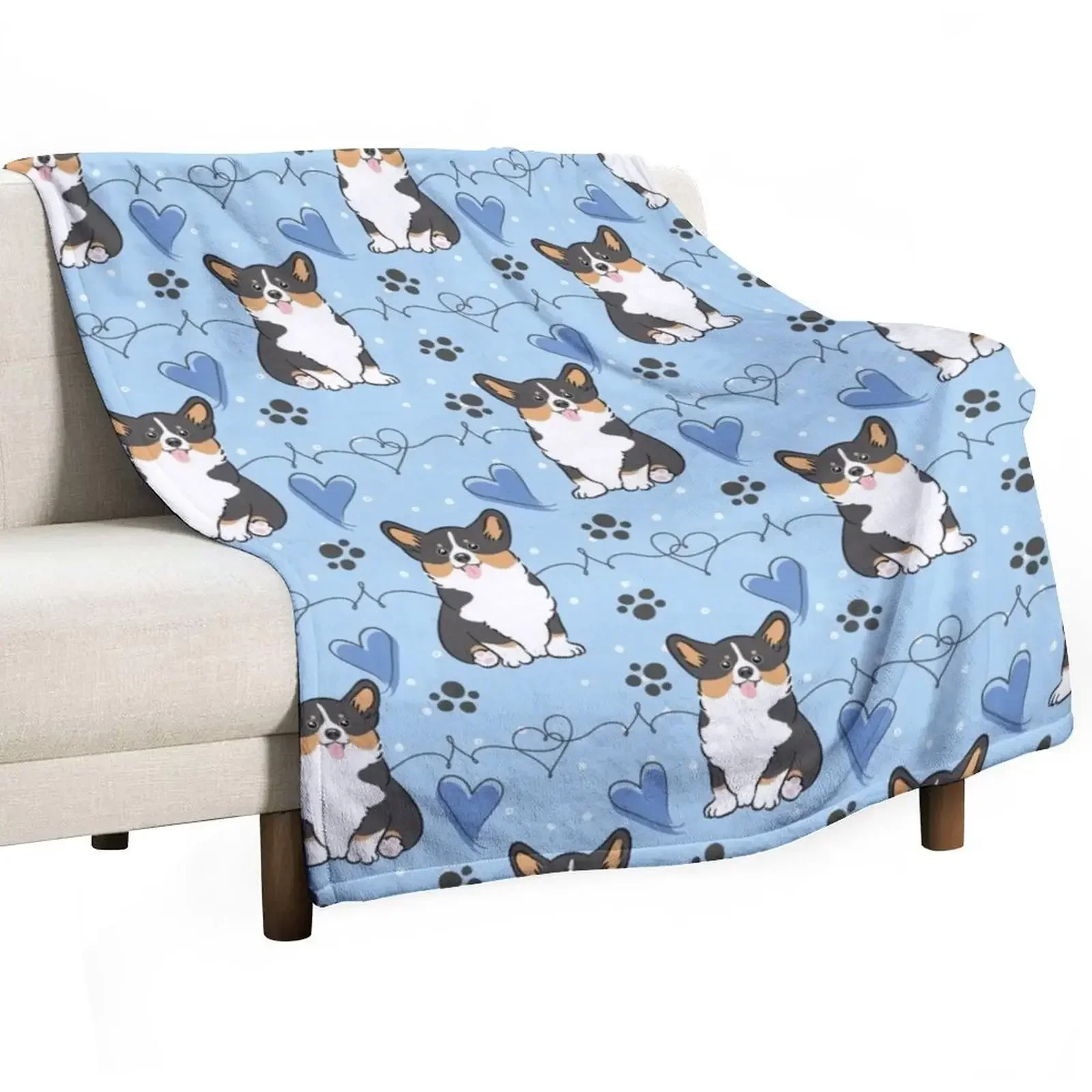 

Love Corgi - Black Tri Color 2 Throw Blanket Decorative Beds Large Blankets