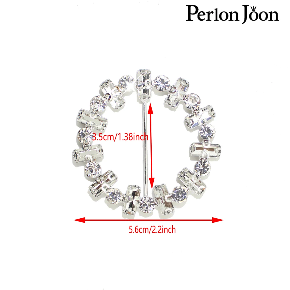 2Pcs 5.6cm(inner3.5cm) flicker rhinestone crystal belt buckel silver use on wedding dress clothing bag shoes accessories KT005 view 2