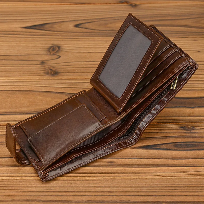 Portafoglio da uomo in pelle di moda liscio Cowksin business borsa corta porta carte per uomo portamonete maschile portafogli corti per contanti