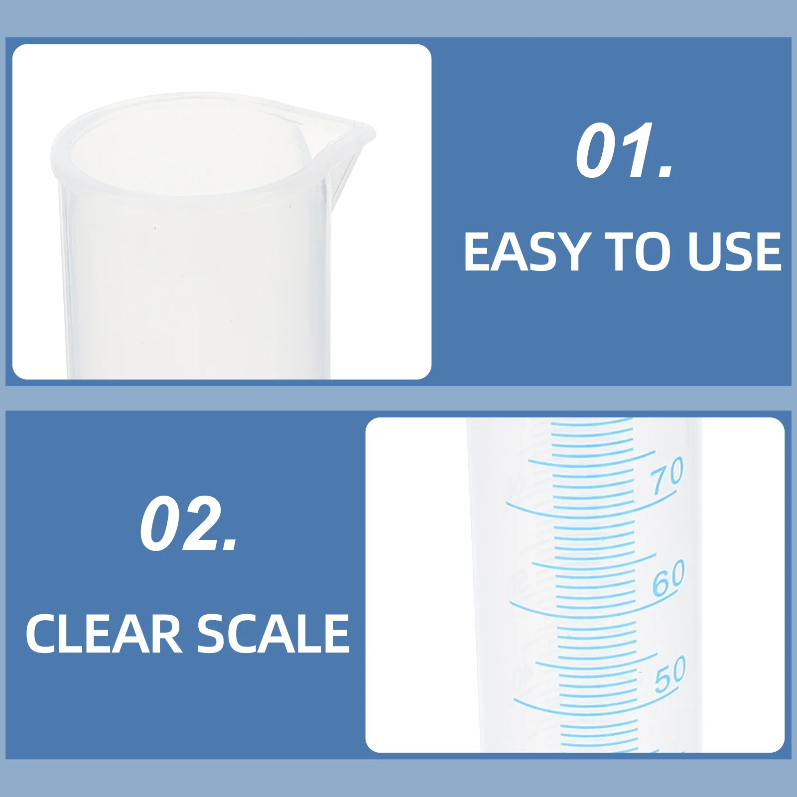 

100ml Graduated Measuring Cylinder Transparent Polypropylene Wide Rim Tapered Spout Roll-Resistant Base Measuring Cylinder