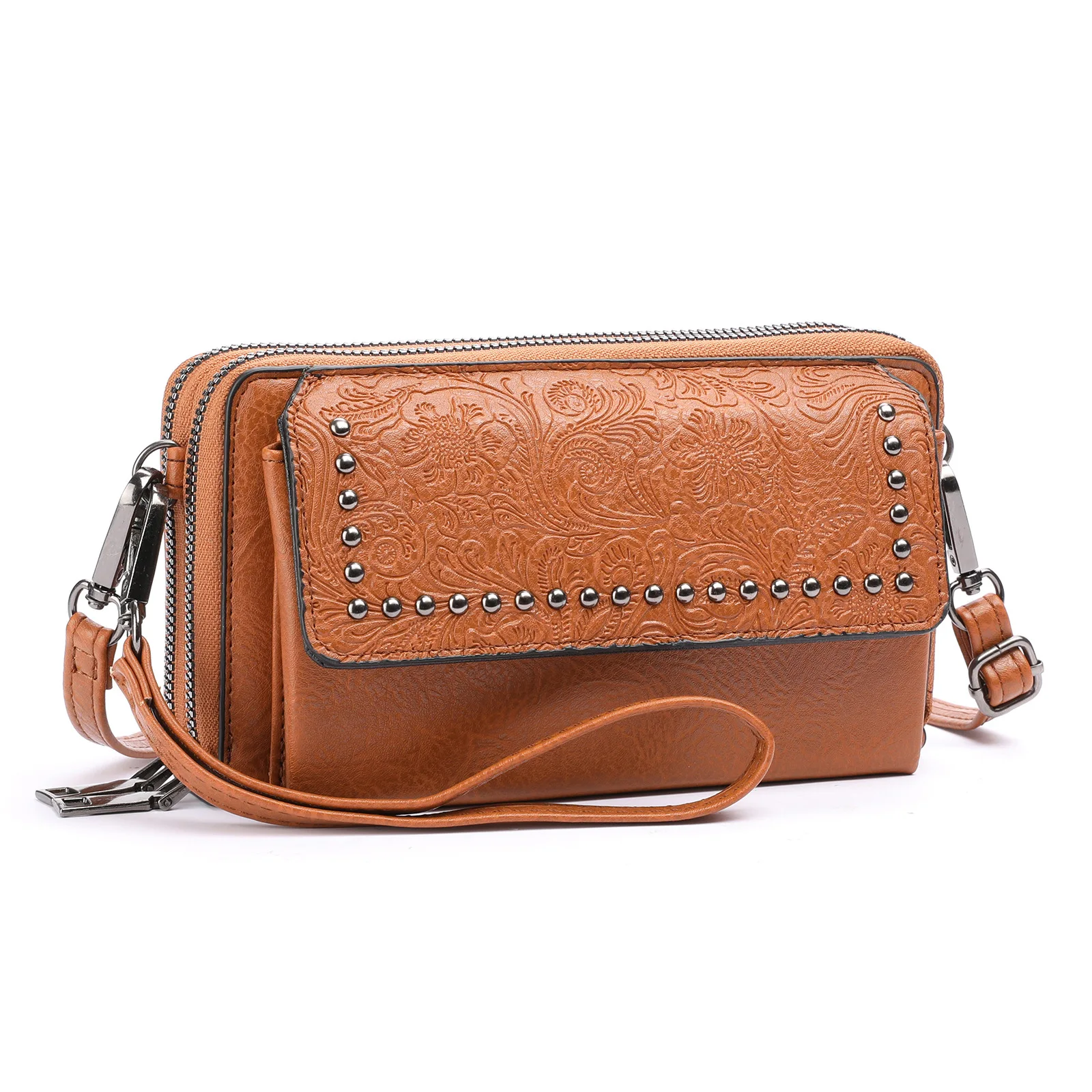 western-crossbody-phone-bag-embossed-mini-crossbody-bag-women's-shoulder-bag-large-capacity-wallet