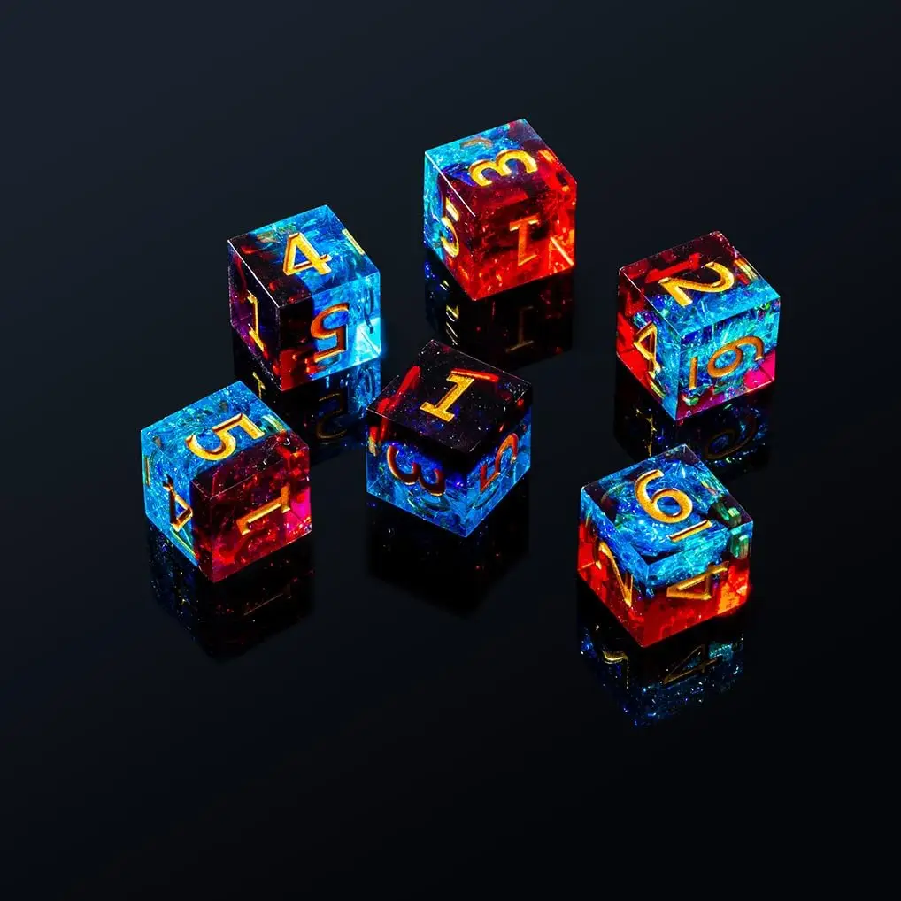 

Набор прецизионных кубиков ручной работы из смолы (7 предметов) — многогранные кубики для обучения математике для ролевых игр и настольных игр: D20, D12, D100, D10, D6