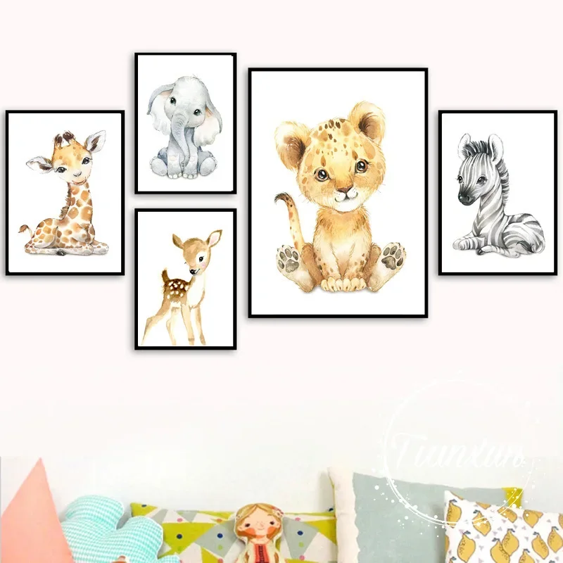 Animal Decoration Sheets Picture Wall Art Poster Children\'s Canvases Room Paintings For Nursery Decorative Prints Wall Posters