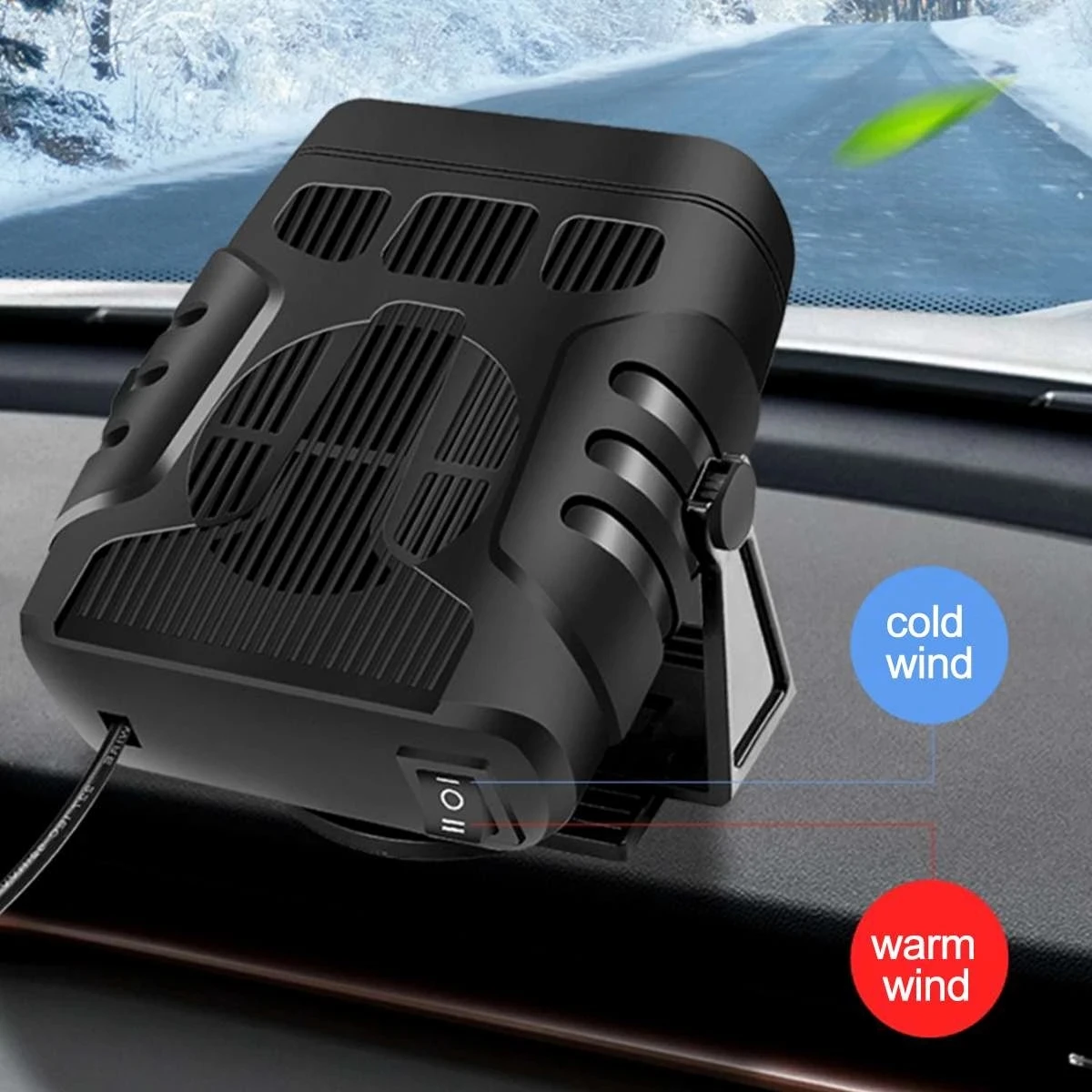 12V/24V Portable Car Heater Electric Cooling Heating Fan 4 IN 1 Electric Dryer Windshield Defogging Demister Defroster 120W