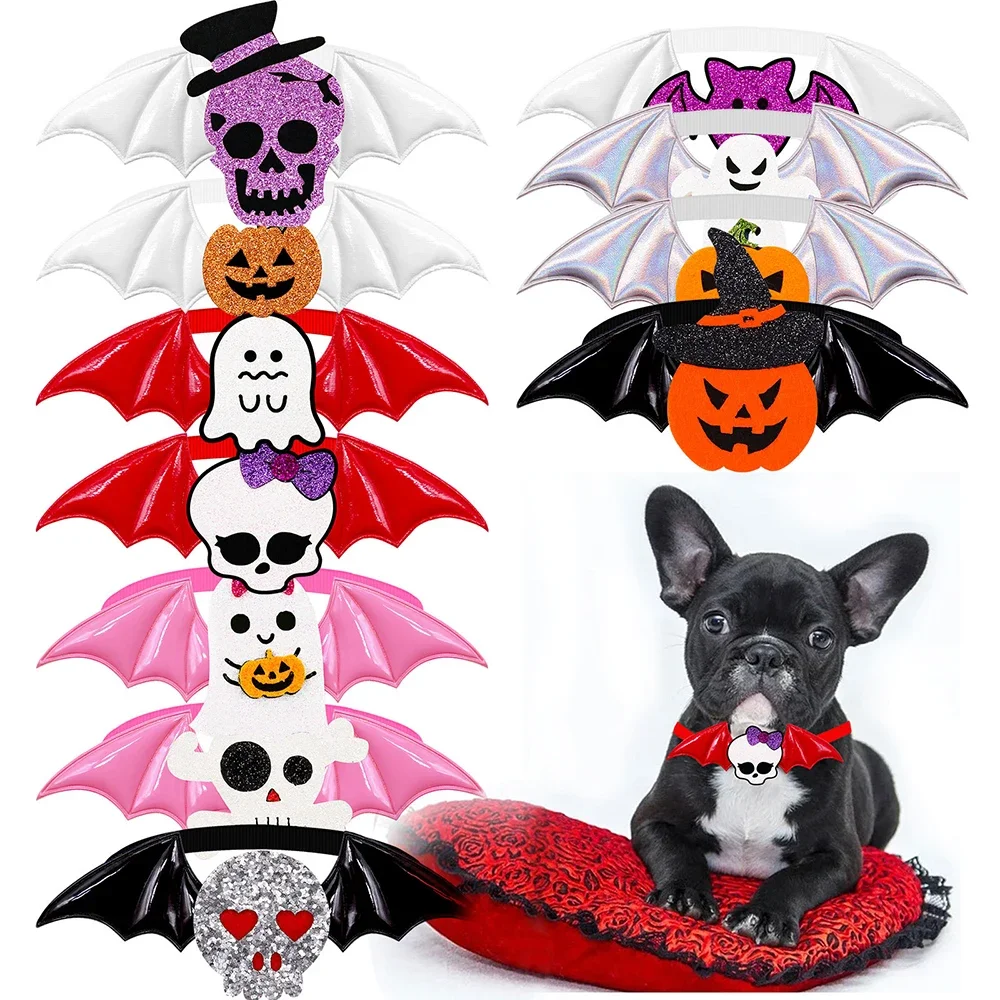 

50/100pcs Halloween Dog Bowties Skull For Dogs Bow Tie Samll Dog Cat Grooming Accessories Dogs Holiday Decoration Supplies