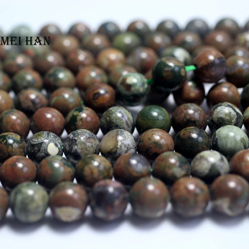 Meihan  Natural 6mm 8mm 10mm rhyolite smooth round loose beads gem stone for jewelry making design or gift