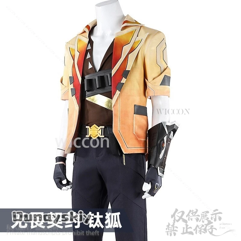 Tejo Cosplay Anime Game VALORANT Costume Sexy Orange Deep V Shirt Pants Summer Sunglasses Cool Daddy Tejo Suit Cos Girl uniformd