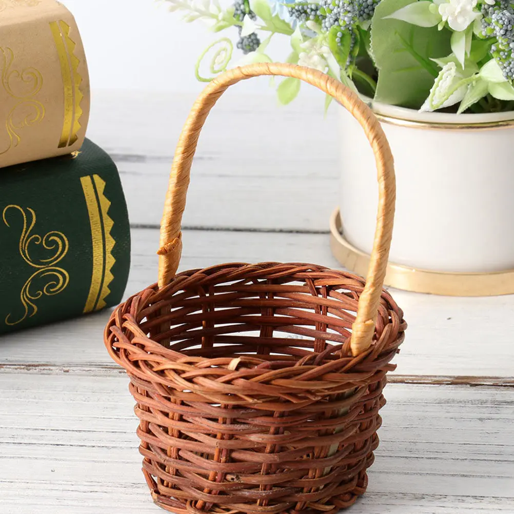 

3Pcs Mini Woven DIY Baskets Premium Rattan Material Decorative Storage for Micro Scene House Desktop Handmade Craft Photography