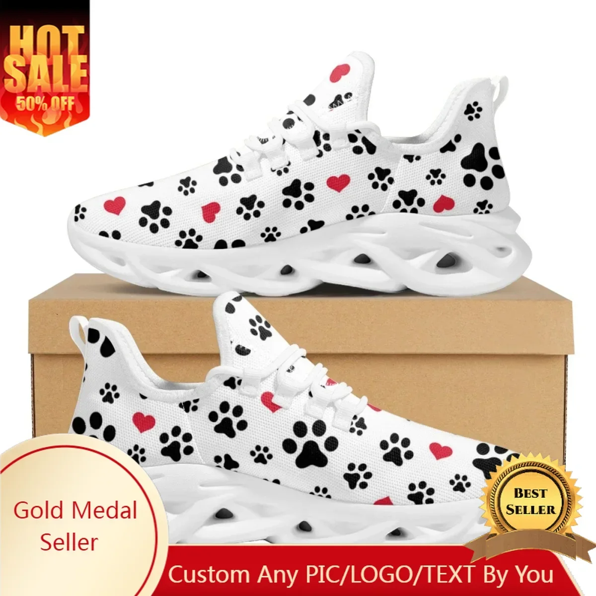 Dog Paw Footprint Flats Sneakers Shoes Mens Womens Sports Shoes Fashion High Quality DIY Sneaker Custom Made Shoe