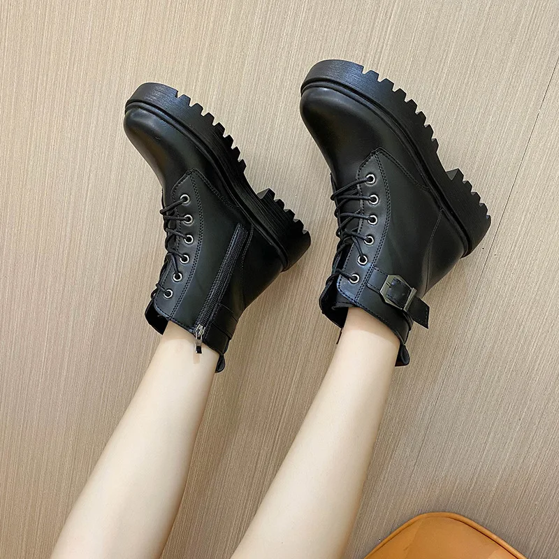 Bottes Rondes en Caoutchouc avec Fermeture Éclair pour Femme, Chaussures d'Hiver de Pluie, Grande Taille, en Cuir Noir, Rinçage Temporel, 2024