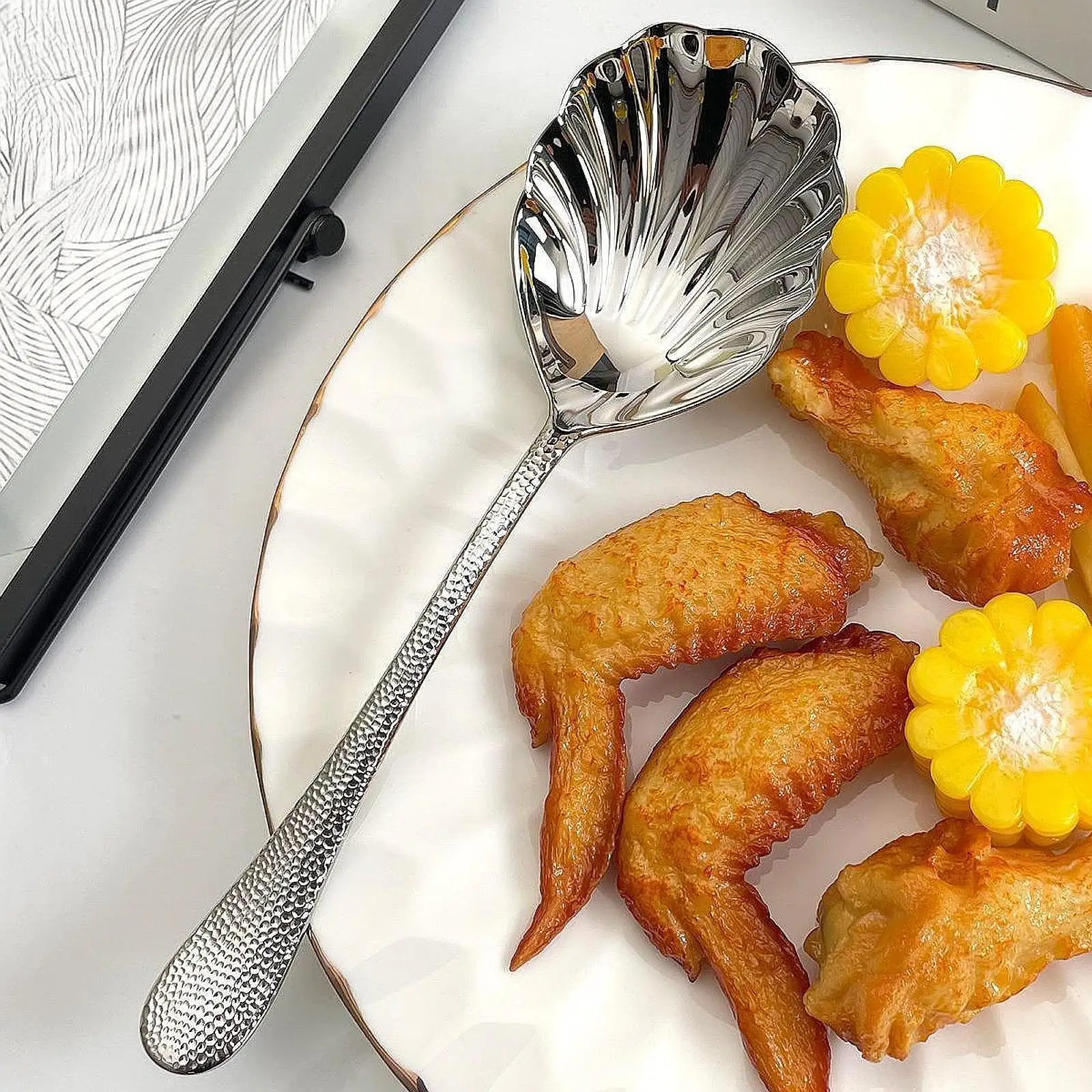 Large Serving Spoon for Buffet Shell Shape Stainless Steel Serveware Large for Catering Home and Commercial Dinner Buffet Hotel