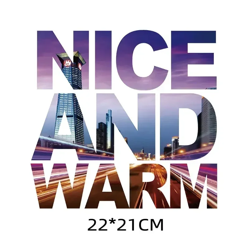 Large Thermal Sticker City Travel Logo Painting Applique Heat Transfer Sticker T-shirt Washable Iron on Transfer for Clothing