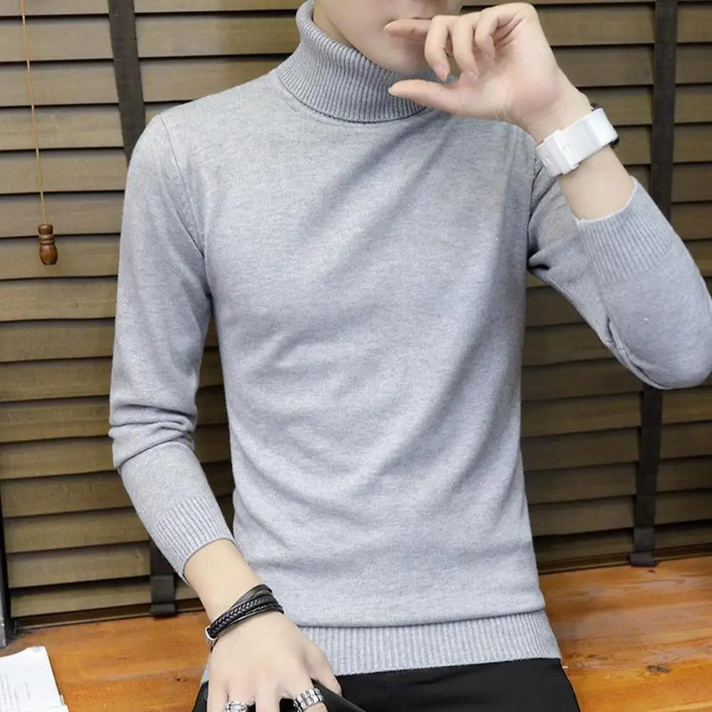 Solid Color Sweater Winter Warm Turtleneck Stylish Men's Turtleneck Sweaters for Winter Slim Fit Windproof Warm for Autumn